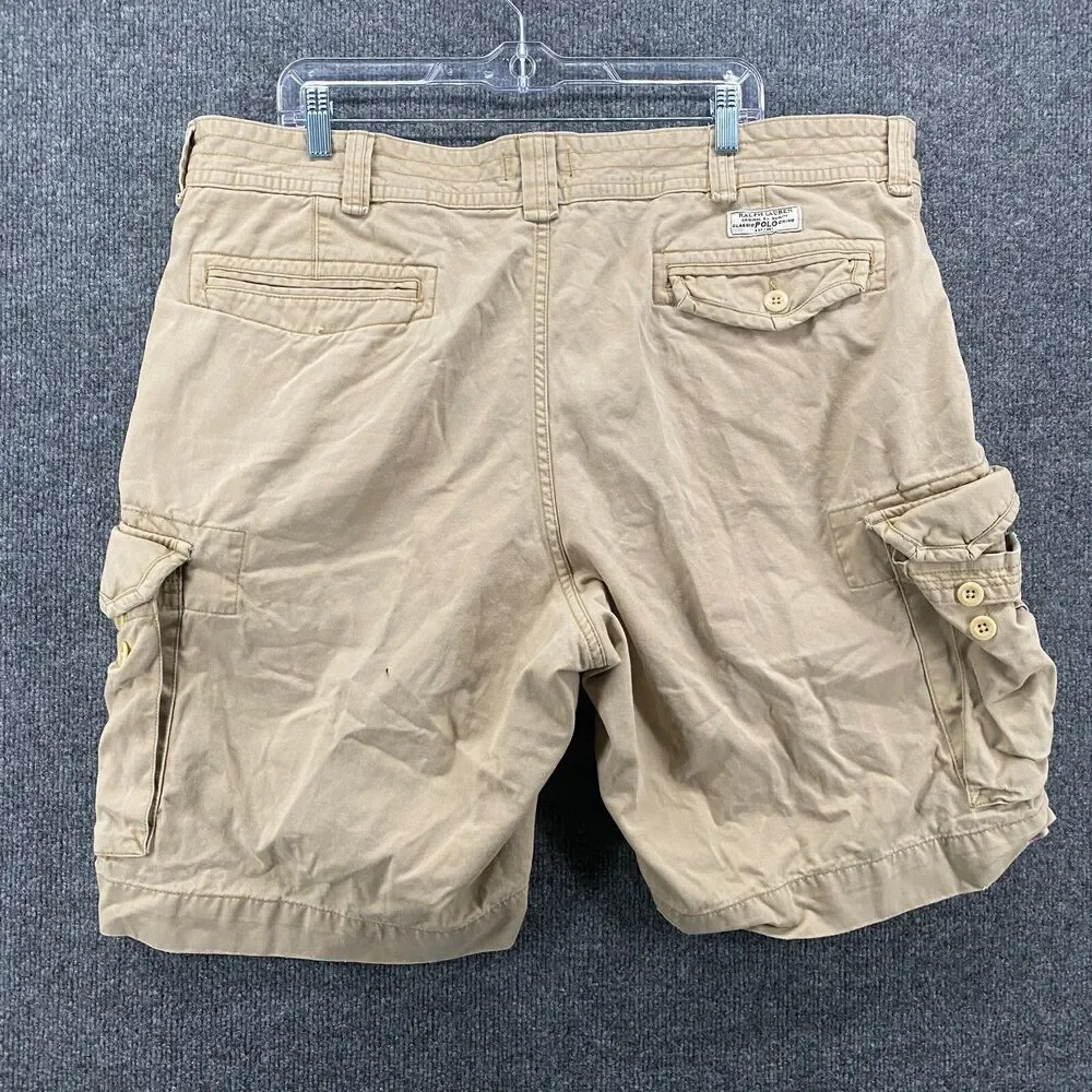 Polo Ralph Lauren Shorts Men 42 Brown Cargo Wide Leg Outdoor Hiking Baggy Casual